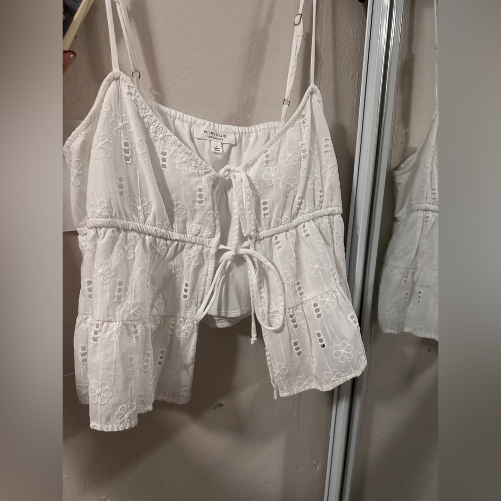 White Embroidered Women's Top